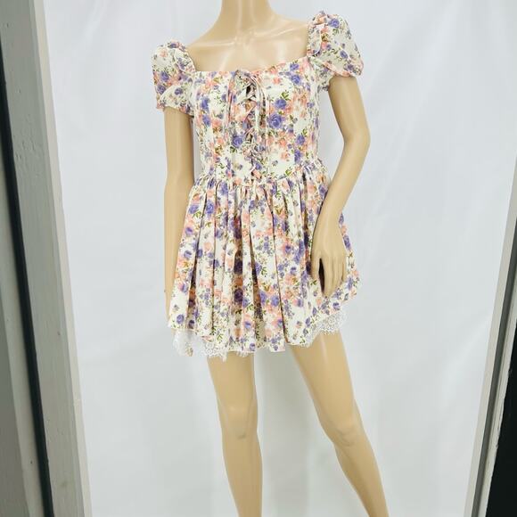 Cider Dresses & Skirts - Cider Floral Corset Mini Romper Dress